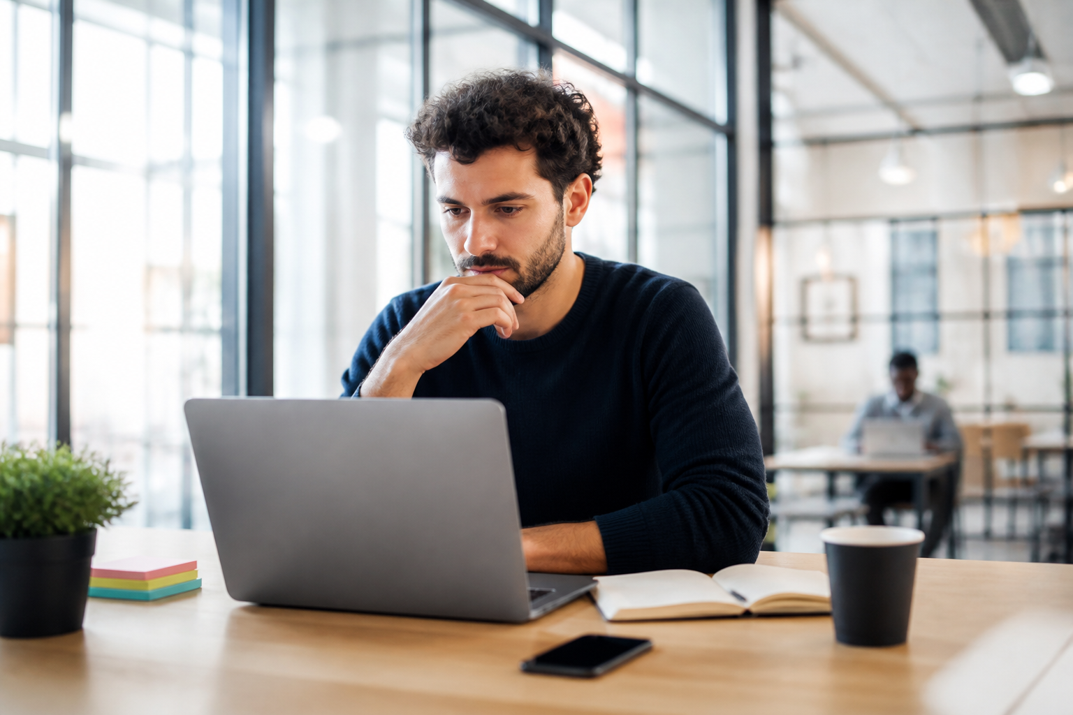 Personne travaillant sur l'identification de ses compétences professionnelles sur ordinateur