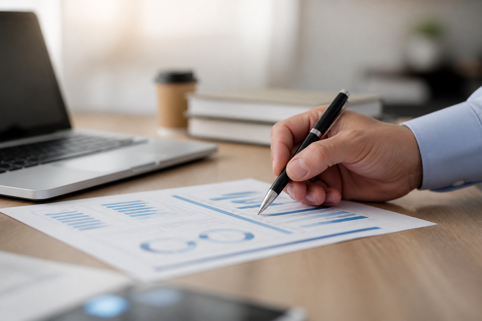 Gros plan sur un document de financement de formation, avec un ordinateur portable en arrière-plan