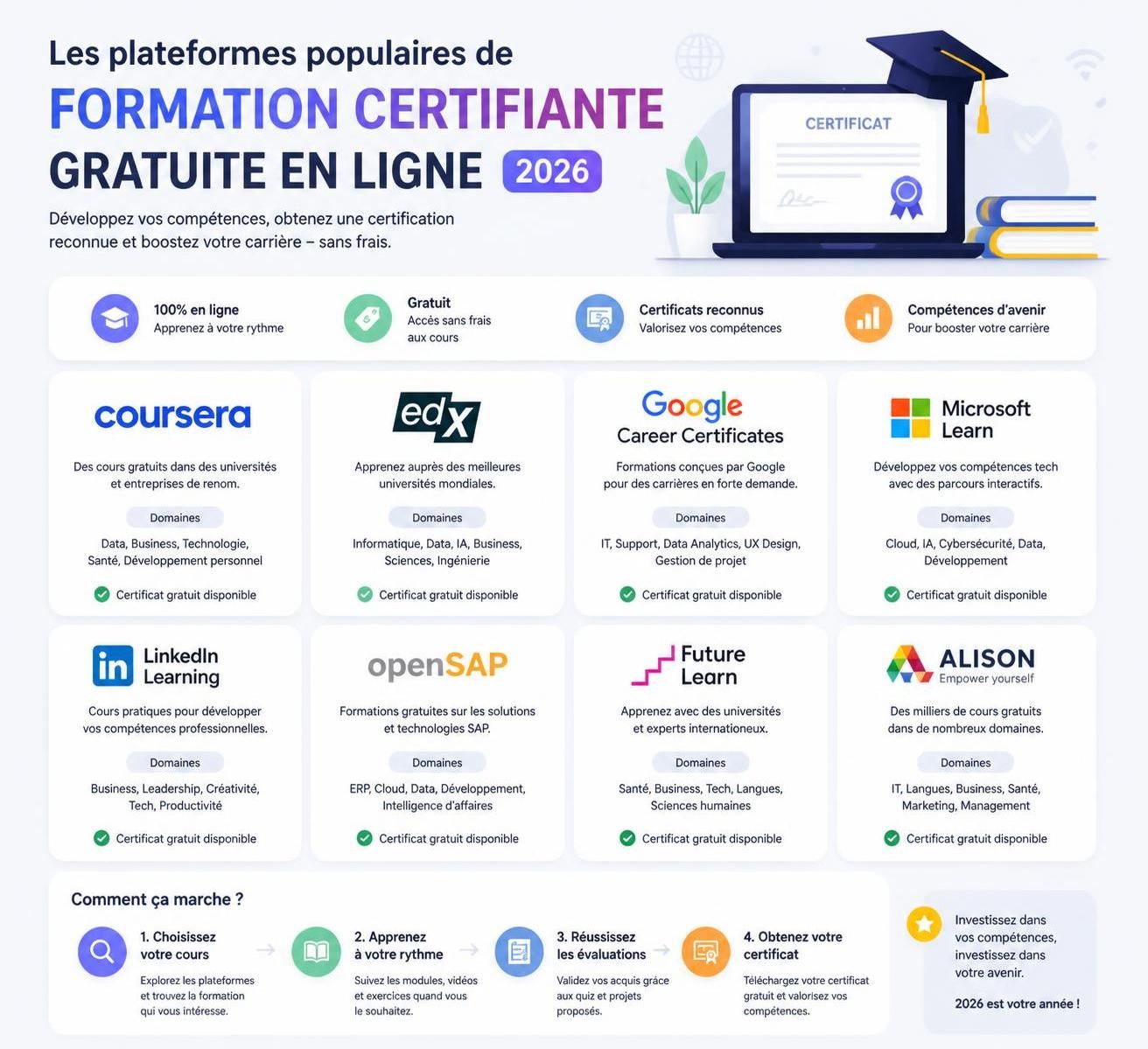 découvrez comment profiter des formations certifiantes gratuites en 2026 pour booster vos compétences et réussir votre carrière.