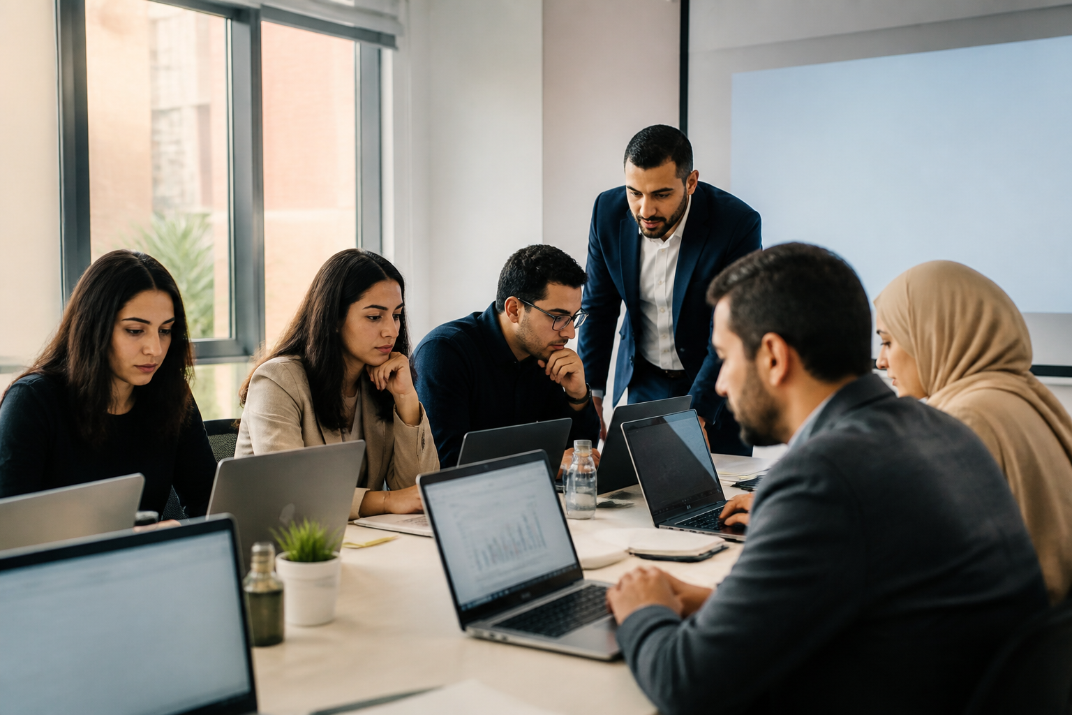 Atelier de management digital avec participants marocains en formation