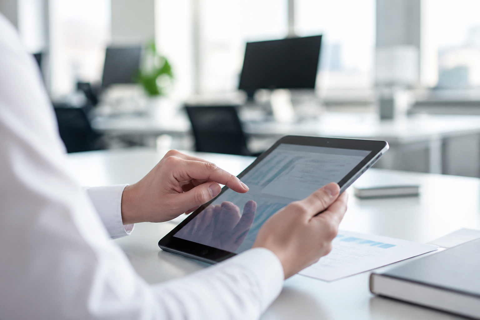 Utilisateur consultant un programme de formation continue sur tablette
